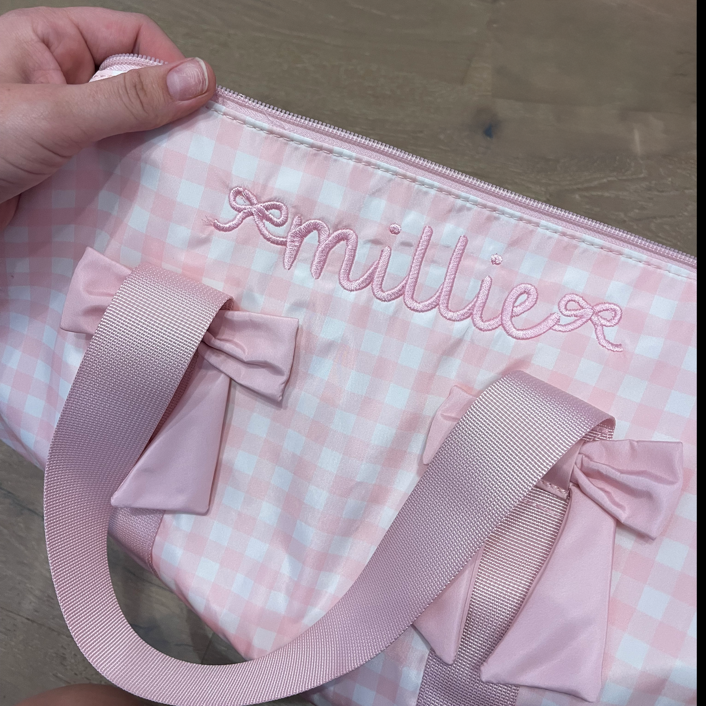 Gingham and Bows Monogrammed Duffel Bag