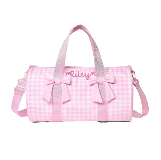 Gingham and Bows Monogrammed Duffel Bag